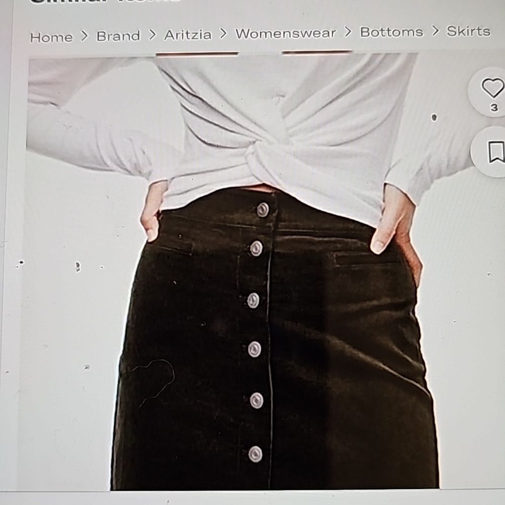 Wilfred Free black corduroy button front mini skirt size 6
